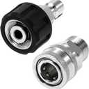 Tool Daily Pressure Washer Adapter Set, Quick Connect Kit, M22 14mm to M22 Metric Fitting, Stainless Steel, 5000 PSI