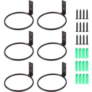 Sivya 6 Pack 4in Flower Pot Holder Ring Wall Mounted Metal Planter Hooks Hangers Wall Bracket
