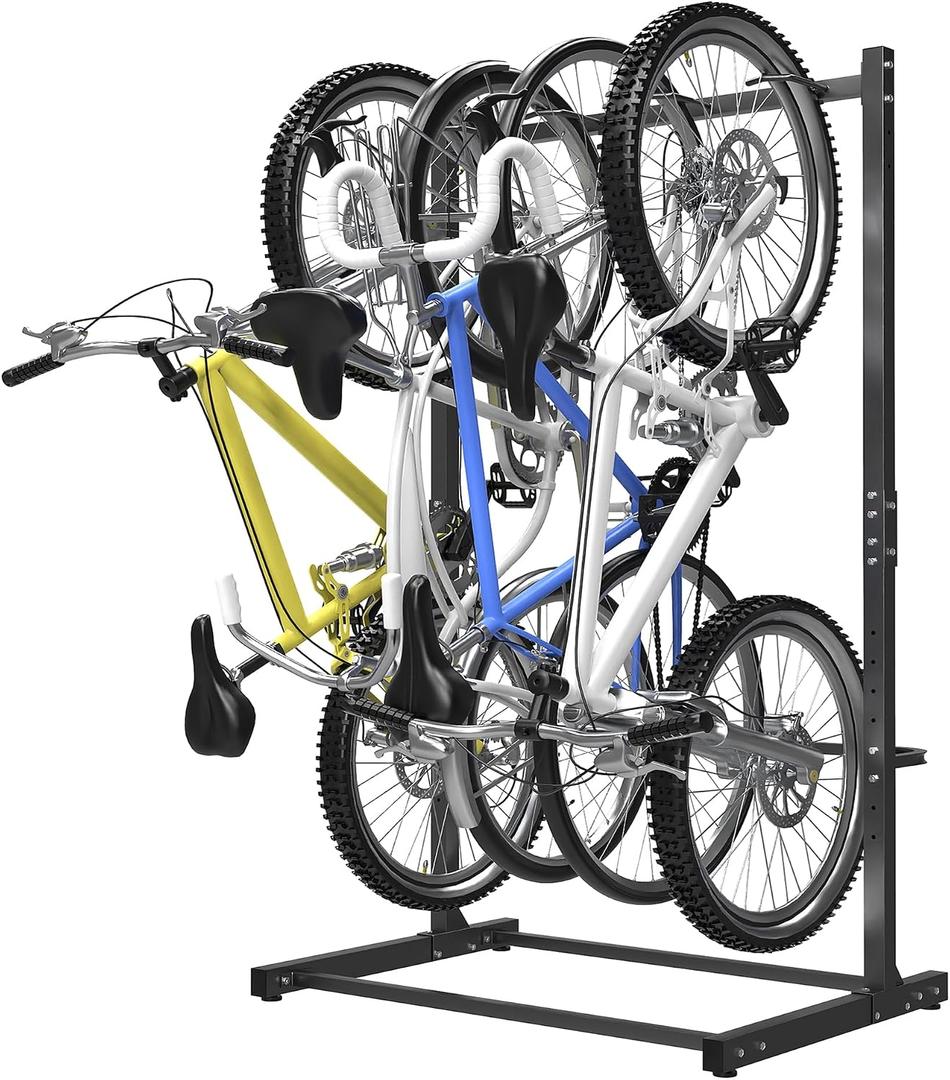 WALMANN Freestanding Bike Stand for Garage, 4 Bikes Vertical Bike Storage Stand Heavy Duty Bike Floor Stand