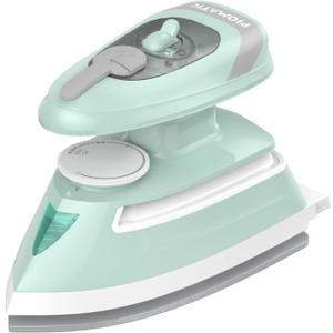 PIOMATIC Mini Travel Steam Iron for Clothes with Dual Voltage, Temperature Control, Non-Stick Soleplate and Cord Storage, Ideal for Sewing, Quilting and Handcraft