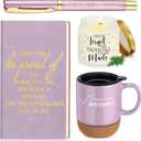 Sayglossy 4 Pcs Thank You Gifts Set for Men Women Teacher CNA Week Puple Employee Appreciation Notebook Inspirational Coffee Mug Scented Candle Ballpoint Pen for Team Office Coworker Nurse Volunteer