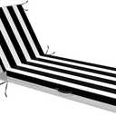 L'AGRATY Outdoor Lounge Chaise Cushion: 72x21x3 Inch Waterproof Lounge Chair Cushion for Outdoor Furniture with Fade Resistant Removable Cover - Patio Cushions for Pool Lawn Deck(Black White 1Pack)