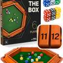 Shut The Box Game Wooden Board for 1-6 Players - 16-inch Shut The Box Game 12 Numbers for Adults & Kids - Ideal for Games Night, Large