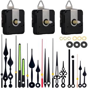 EMOON 3 Pieces Silent Clock Mechanism Replacement Kit, Battery Operated Clock Movement Parts with 7 Pack Clock Hands (Total Shaft Length 16mm,20mm,23mm)