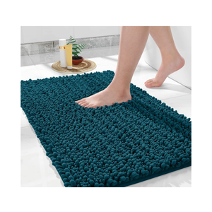 Yimobra Bathroom Rugs Non Slip Washable 24x17 Inch - Ultra Soft Absorbent Chenille Bath Mat, Quick Dry Shaggy Floor Carpet for Tub Shower, Peacock Blue Home Decor Accessories