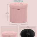 SONGMICS Storage Ottoman Round Velvet Vanity Stool, 18.5 x 18.5 x 17.7 Inch, 18.1"D x 17.7"W x 17.7"H
