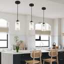 Modern Black Farmhouse Pendant Light with Glass Shade,Industrial Pendant Lighting, Adjustable Hanging Light Fixtures, Farmhouse Pendant Lighting, Pcak of 2