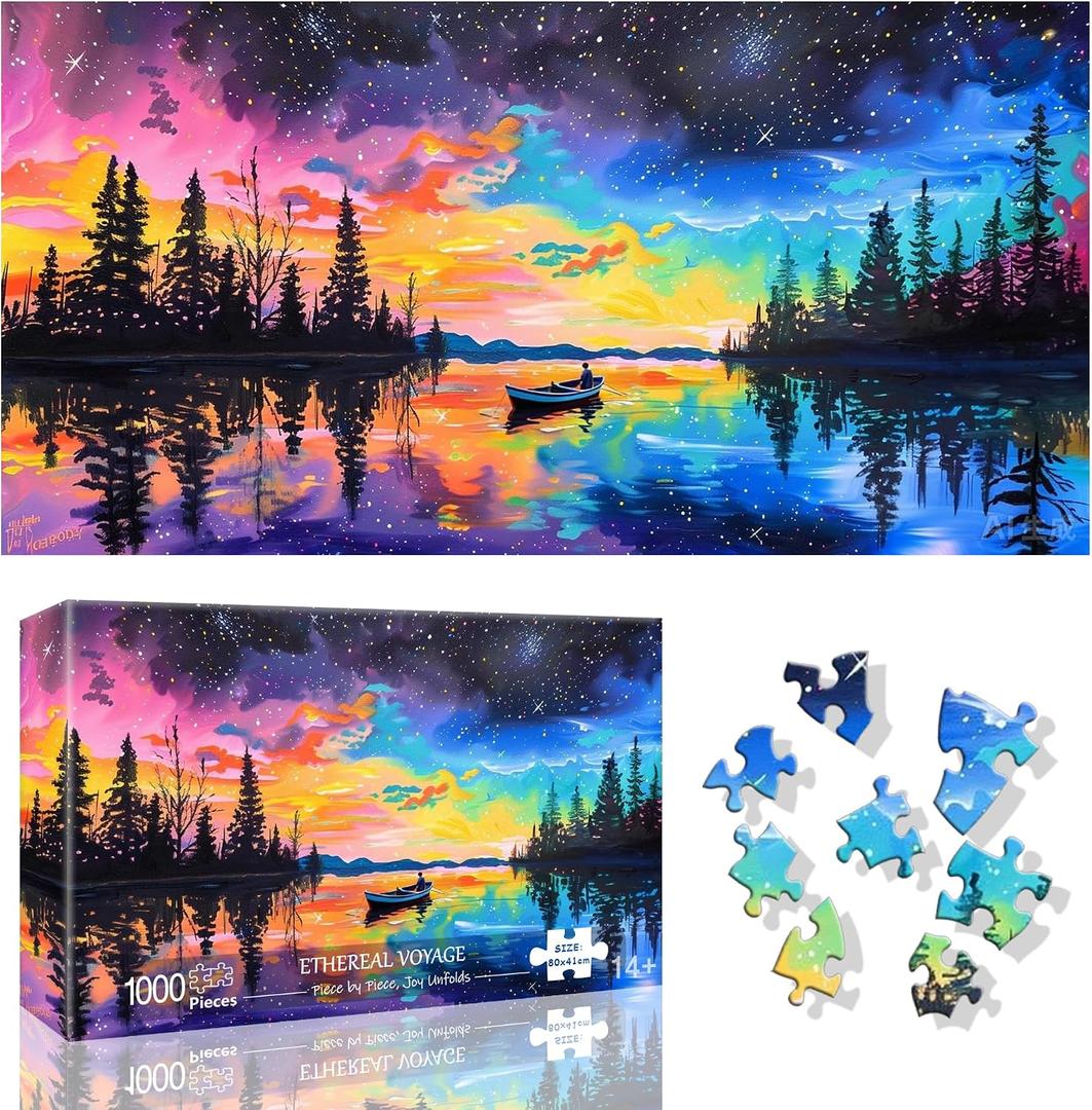 1000 Piece Jigsaw Puzzles for Adults -Ethereal VoyageIrregular Shaped Pieces for Challenging Fun, No Dust Oversize Starry Sky Artistic Puzzle, Gifts for Family Game Night 31.5 x 16 inch