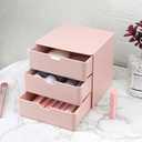 3-Drawer Vanity Organizer, Compact Storage Organization Drawers Small Size Pink