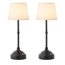 2 Pack Cordless Table Lamp, Rechargeable Desk Lamp with Fabric Shade, Battery Operated Lamp 3 Color Stepless Dimming, Small Touch Bedside Lamp Home Decor for Dining, Counter (Matte Black)
