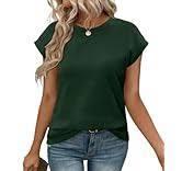 CRAZY GRID Womens Summer Tops 2025 Short Sleeve Ribbed T-Shirts Business Blouse Oversized Soft Casual Spring Outfits (Small)