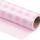 WRAPAHOLIC 30 Inch Reversible Wrapping Paper Roll - Jumbo Roll Pink and White Plaid Design for Birthday, Holiday, Wedding, Baby Shower and More Occasions - 30 Inch x 33 Feet