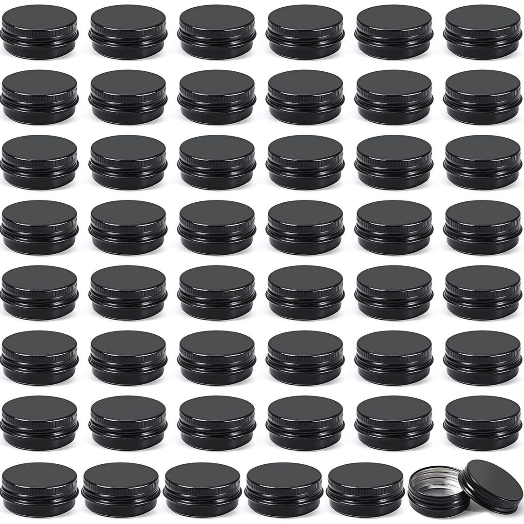 Patelai 36 Pack 0.5 oz Round Lip Balm Tin Cans Aluminum Lip Balm Tin Containers with Screw Lid Screw Top Metal Empty 60 ml Refillable Cosmetic Sample Containers Storage Travel Jars for DIY