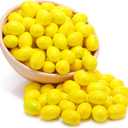 100 Pcs Mini Artificial Lemon Fake Fruit Faux Artificial Simulation Lemon Summer Realistic Kitchen Fruit Decor Lifelike Decoration for Home Kitchen Table, 1. 2 x 1. 8 Inch