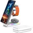 Wireless Charger for Samsung Galaxy Z Fold7/ Flip7, Charger for Samsung Watch 8/ 7 Ultra, 3 in 1 Foldable Wireless Charging Station for Samsung Galaxy Z Fold7/ Flip7, Watch 8/ 7/ 6/ 5/ Buds