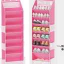 Criusia Shoe Storage, Over the Door Shoe Organizer, Hanging Closet Shoe Storage with Large Deep Pockets, Fits 16–24 Pairs of Sneakers, Sandals, Boots, Pink