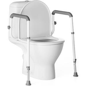 Toilet Safety Rails Medical Steel Sturdy Toilet Handle Height-Adjustable Leg Provides Support for Seniors, Disabled and Pregnant Women