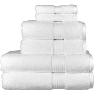 Christy Supreme Hygro 6 Piece Towel Set | White | 100% Luxury Supima Cotton | Ultra Soft | Super Absorbent | 650GSM | 2 Bath Towels 2 Hand Towels 2 Face Cloths