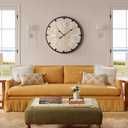 Vantic Farmhouse 24 Inch Extra Large Decorative Wall Clock with Metal Circle, Oversized Wood Wall Clock with Large Roman Numeral for Living Room, Bedrooms and Offices, Silent and Battery Operated