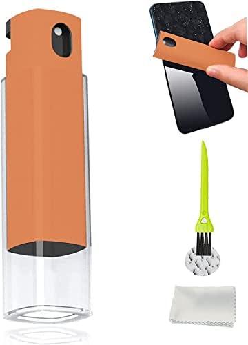 3 in 1Fingerprint Proof Screen Cleaner Tool, Touchscreen Electronic Screen Cleaner with Microfiber and Soft Fiber Flannel for All Phones, Laptop,TV and Tablet Screens (Orange)