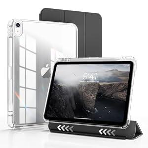 Kenke Hybrid Case for iPad (A16) 11 Inch 2025, iPad 10th Generation Case 10.9 Inch 2022 with Pencil Holder, Detachable Cover with Clear Hard Back Shell, Auto Sleep/Wake, Black