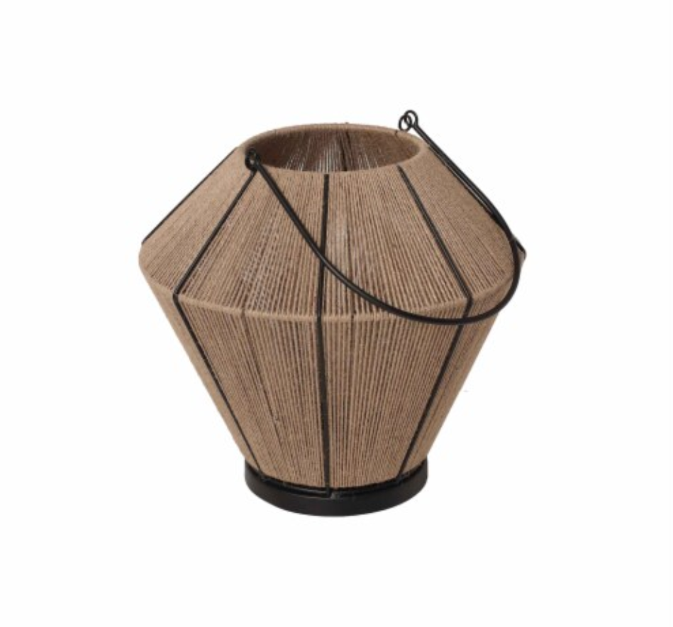 10.7 IN Metal And Jute Lantern