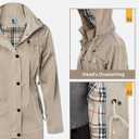 SaphiRose Women's Long Hooded Rain Jacket Outdoor Raincoat Windbreaker (Medium, Khaki)