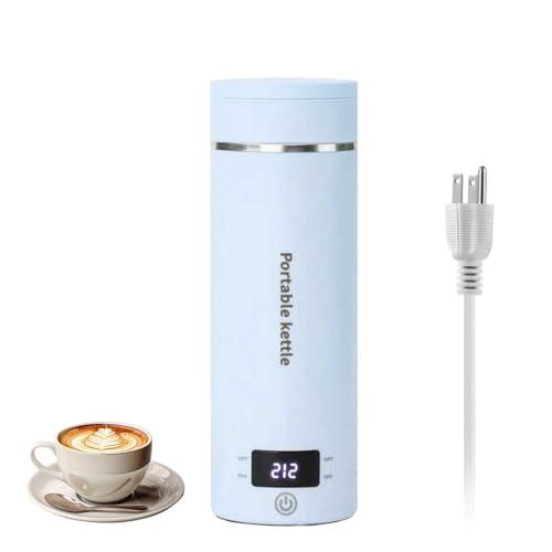 Travel Electric Kettle, 400ML Portable Mini Kettle with 4-Temperature Settings & Auto Shut-Off, Stainless Steel Interior, Boil-Dry Protection, Compact for Travel, Home, Office, Dorm（Blue）
