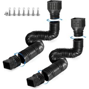 2 Pack Flexible Rain Gutter Downspout Extensions,Drain Downspout Extender,Gutter Extension Flexible,Down Spout Drain Extension Pipes,Extendable from 21 to 60 Inches (Black)