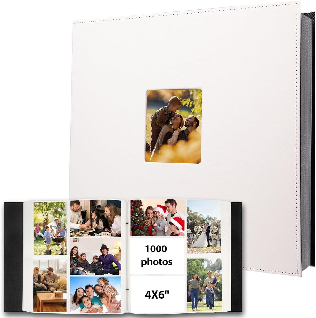Linen Hardcover Photo Album 4x6 1000 Photos Large Capacity for Family Wedding Anniversary Baby Vacation, 4x6 Photo Albums with Front Window Holds 1000 Horizontal and Vertical 4 x 6 Pictures(Beige)
