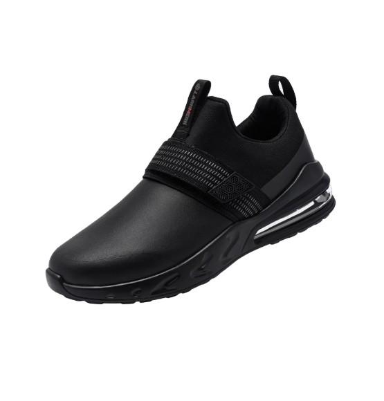 LARNMERN Non Slip Work Shoes for Men Kitchen Chef Slip Resistant Shoe Waterproof Food Service Restaurant Slip on Sneakers Walking and Casual Air Cushion Working Footwear Black, 9