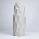 9 Inch White Ceramic vase, Geometric Simplicity Modern Decoration Matte Texture Rural Style Pampas Grass Creative vase, Wedding, Party, Dining Room Family DecorationWhite-01