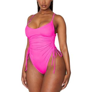 Viottiset Women's Ruched High Cut One Piece Swimsuit Tummy Control Bathing Suit Monokini (Large)