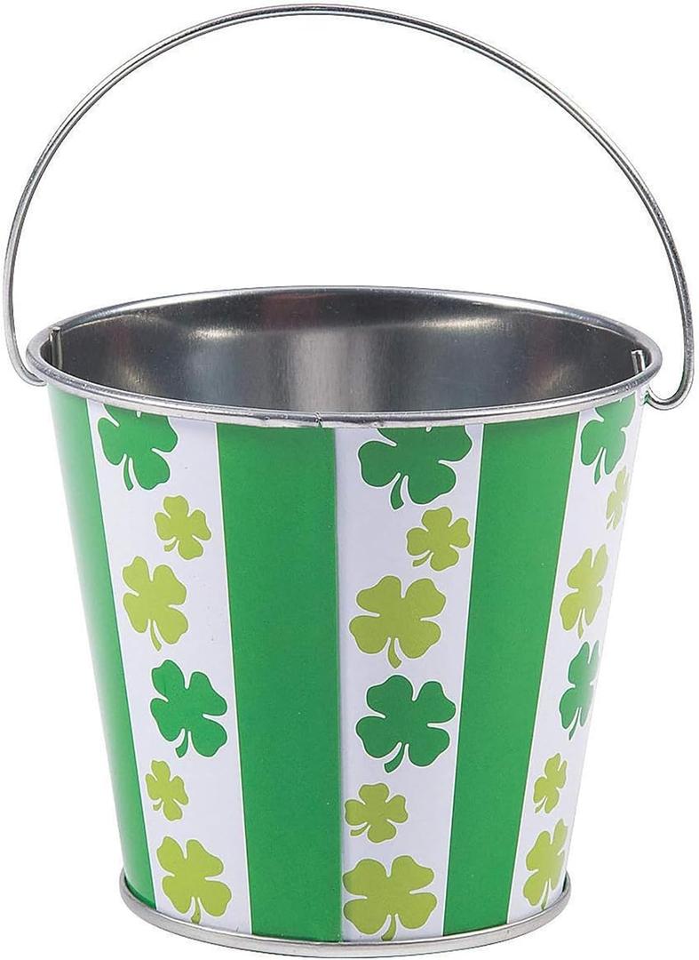 ST. Patrick's Day Metal Pail - 2.75 in x 3 in - Party Supplies - 12 Pieces
