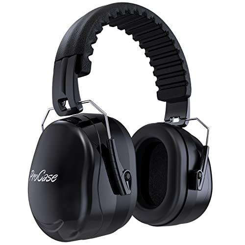 ProCase Ear Protection Earmuffs, NRR 32 dB Noise Cancelling Headphones Adults Autism, Adjustable Sound Blocking Headphones Hearing Protection Ear Muffs for Shooting Mowing Construction -Black