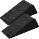 Large Rubber Door Stoppers Wedge for Bottom of Door, Tall up to 2 Inch, 2-Pack Non-Slip Doorstops for Floor, Black Big Sturdy Doorstop for Home Office School Commercial Use