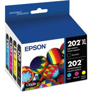 EPSON 202 Claria Ink High Capacity Black & Standard Color Cartridge Combo Pack (T202XL-BCS) Works with Workforce WF-2860, Expression XP-5100
