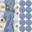 IVAPUPU 10 Pcs Cheesecloth Table Runner - 10ft Dusty Blue Easter Spring Boho Gauze Cheese Cloth Table Runners for Baby Shower Decoration Wedding Party Garden Farmhouse
