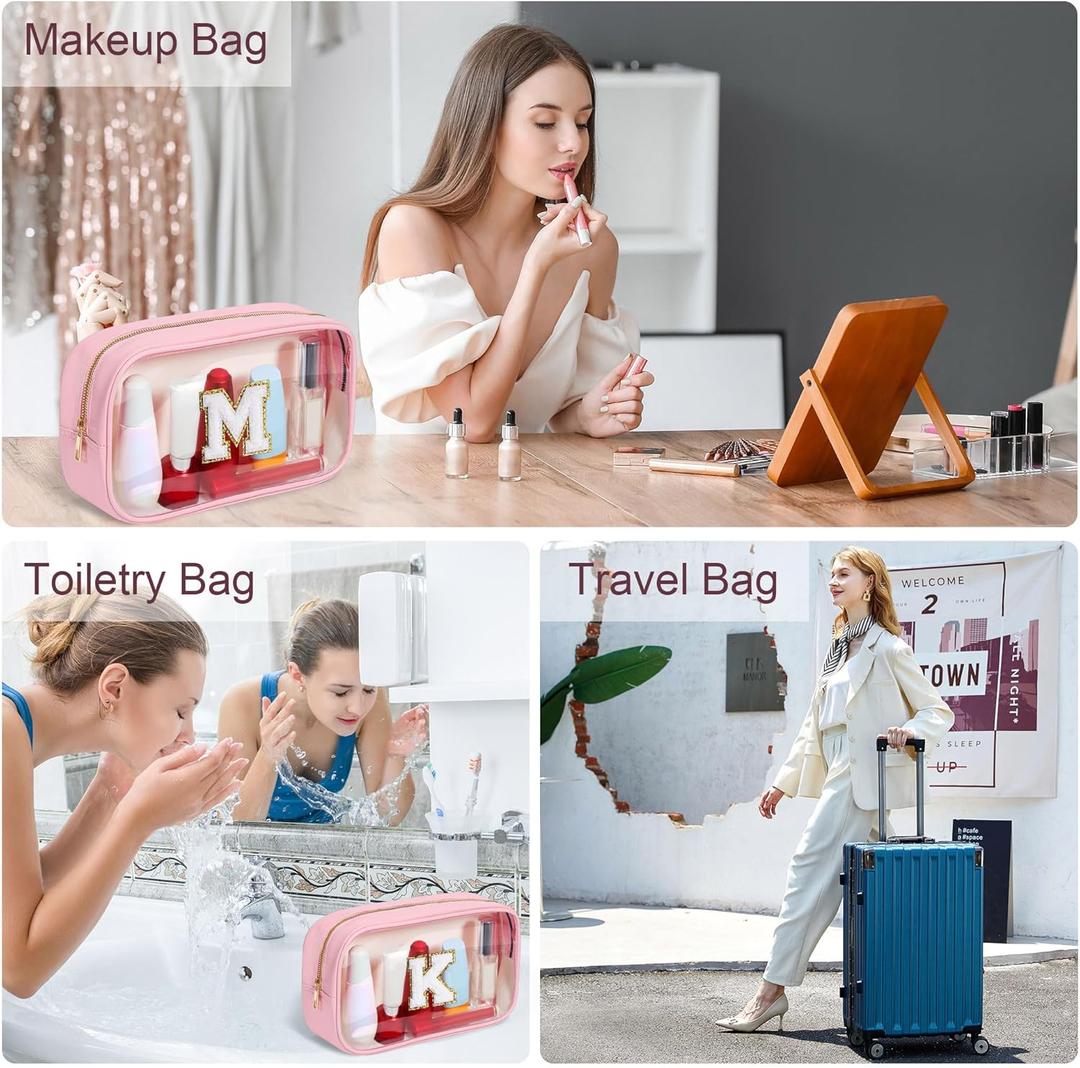 YOOLIFE Valentines Gifts for Grandkids Teacher Gift Travel Toiletry Bag Clear Makeup Bag Travel Essentials Christmas Gifts for Girls Teen Girlfriend Kids Birthday Gift Stocking Stuffers Pink P
