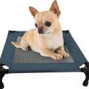 Pozico Elevated Pet Bed with Breathable Mesh for Small Cat and Dog, Raised Cooling Pet Cot for Puppy and Kitty, 18.9x18.9 inch (Navy Blue Bed)