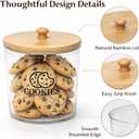 Cookie Jars with Wooden Lids Airtight, 2L Plastic Cookie Tin, Wide Mouth Candy Jar, Kitchen Counter Food Storage Container, Cute Jar for Gift Giving, BPA-Free, Round, Clear