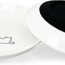 Fhiny 2PCS Cat Food Bowl,6" Ceramic Cat Dishes with Silicone Bottom Shallow Whisker Fatigue Kitten Plates Set for Indoor Cats Non-Slip Wide Kitten Pet Whisker Friendly Bowl for Wet Food Water (Cat)