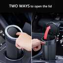Car Trash Can with Lid, 2 Packs Leakproof Vehicle Garbage Bin, Compact Cup Holder Design, Includes 40 Trash Bags, Ideal for Car, Truck, Home, Office, Front & Back Seat Organizers (2-pack Black)