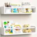 upsimples 2 Pack Nursery Book Shelves, 15.7 Inch Floating Bookshelves for Wall, Baby Nursery Decor, Small Solid Wood Wall Mounted Shelves for Baby Kids Boys Girls, White