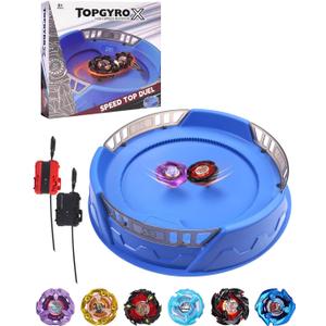 X Stadium Battle Set with X-Celeration Rail, 6 Right-Spin Tops, 2 Launchers, and 1 Arena, Blade Battling Xtreme Game