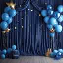 10 ft x 10 ft Wrinkle Free Navy Blue Backdrop Curtains Panels, 2 Panels 5ft x 10ft Sikly Polyester Photo Backdrop Drapes for Graduation Baby Shower Wedding Birthday Parties Photography Background (5'(W) x 10'(H), 2 panels)