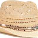 ATROPOS Straw Cowboy Hat for Women and Men with Hat Band-Cowboy Cowgirl Straw Hat Western Hats with Wide Brim for Women Sun Beach Summer Beige