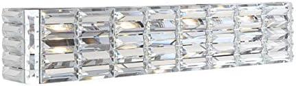 JONATHAN Y JYL7541A Evelyn Crystal Rectangle 31.75" 4-Light Iron/Crystal Glam Modern LED Vanity Light Classic 2700K LED 2W Bulbs Included Bathroom Hallway Living Room Bedroom Mirror Cabinet, Chrome