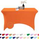 Spandex 4ft Waterproof Table Cover for Party,Wedding, Banquet, and Events (Orange), 48" x 30" (Rectangular)