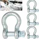 WANLIAN D Ring Shackles,1/2Inch,Silvery, Heavy Duty Forged with 2 Ton Capacity(1/2"-4 Pack)